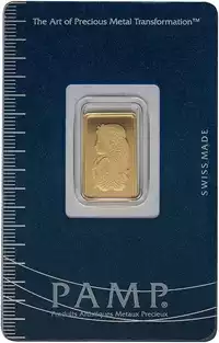 Złota sztabka 2,5 grama Pamp awers