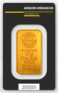 Złota sztabka 20 gramów Argor-Heraeus Kinebar
