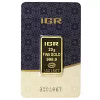 Złota sztabka 20 gramów IGR przód