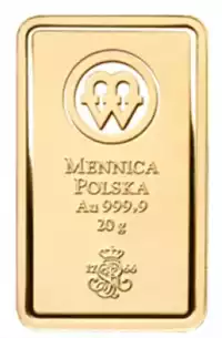 Zestaw 5 x złota sztabka 20 gramów Mennica Polska