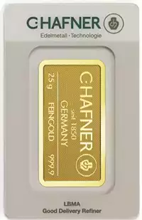Złota sztabka 25 gramów C.Hafner