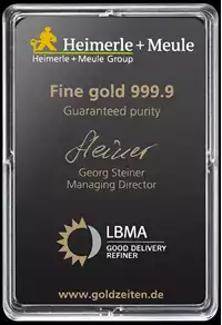 Złota sztabka 25 x 1 gram Heimerle Meule UnityBox tył