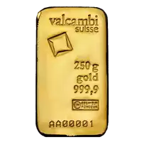 Złota sztabka 250 gramów Valcambi odlewana