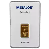 Złota sztabka 5 gramów Metalor