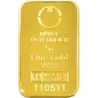 Złota sztabka 5 gramów Münze Österreich awers