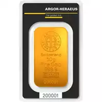 Złota sztabka 50 gramów Argor-Heraeus Kinebar