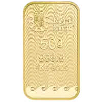Złota sztabka 50 gramów Britannia Royal Mint rewers