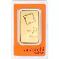 Złota sztabka 50 gramów Valcambi CertiCard