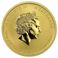 Złoty Australijski Lunar - Rok Koguta 2017 1/4 uncji złota moneta awers