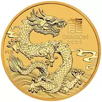 Złoty Australijski Lunar – Rok Smoka 2024 1/10 uncji złota moneta rewers