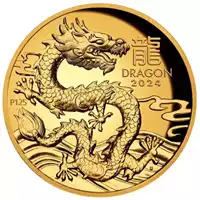 Złoty Australijski Lunar – Rok Smoka 2024 1 uncja Proof złota moneta rewers