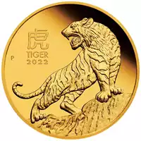 Złoty Australijski Lunar – Rok Tygrysa 2022 1/10 uncji Proof złota moneta rewers