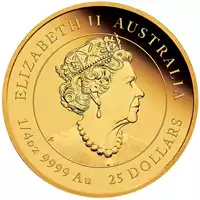 Złoty Australijski Lunar – Rok Tygrysa 2022 1/4 uncji Proof złota moneta awers