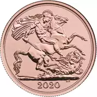 Złoty Brytyjski Podwójny Suweren 2020 złota moneta rewers