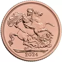 Złoty Brytyjski Suweren 2024 złota moneta rewers