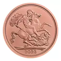 Złoty Brytyjski Suweren Koronacja Jego Królewskiej Mości Króla Karola III 2023 złota moneta rewers