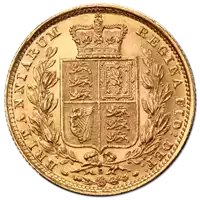 Złoty Brytyjski Suweren – Królowa Wiktoria Rewers Tarcza 1871 - 1887 rewers