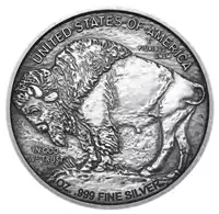 Amerykański Bizon 1 uncja 2023 Round Antique - srebrna moneta
