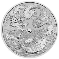 Chińskie Mity i Legendy: Smok i Koi 1 uncja 2023 - srebrna monet