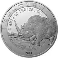 Olbrzymy epoki lodowcowej: Nosorożec Włochaty 1 uncja 2021 - srebrna moneta