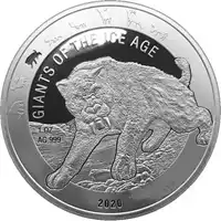 Olbrzymy epoki lodowcowej: Tygrys Szablozębny 1 uncja 2020 - srebrna moneta