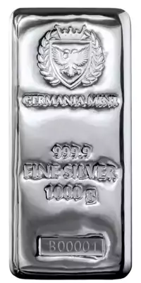 Srebrna sztabka 1 kilogram Germania Mint odlewana